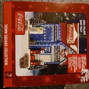 Coca Cola Holiday Village Gas Station Decor - Red and Blue